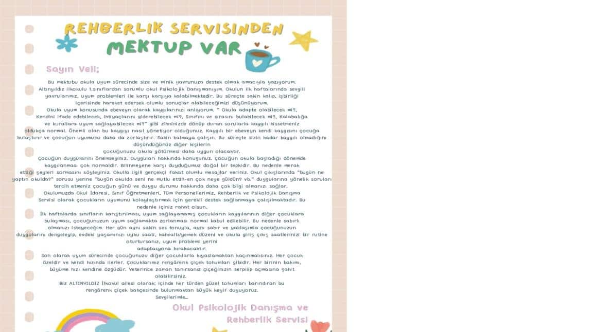 REHBERLİK SERVİSİNDEN MEKTUP VAR